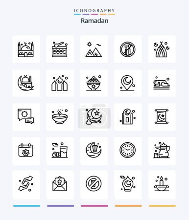 Téléchargez les illustrations : Creative Ramadan 25 OutLine icon pack  Such As ramadan . . holiday. pyramid. desert - en licence libre de droit