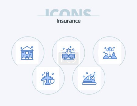 Ilustración de Insurance Blue Icon Pack 5 Icon Design. life insurance. insurance. family. insurance. crash - Imagen libre de derechos
