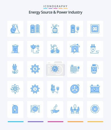 Ilustración de Creative Energy Source And Power Industry 25 Blue icon pack  Such As energy. plug. growth. power. acumulator - Imagen libre de derechos