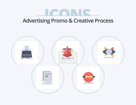 Ilustración de Advertising Promo And Creative Process Flat Icon Pack 5 Icon Design. designer. 3d. set. writer. story - Imagen libre de derechos