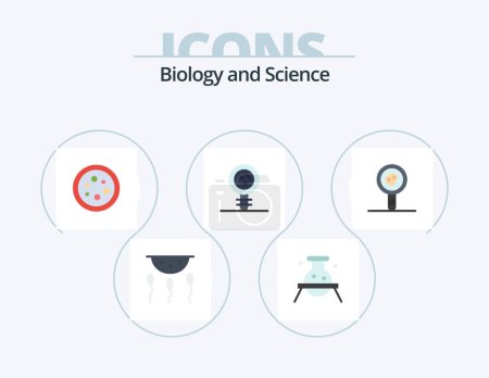 Illustration for Biology Flat Icon Pack 5 Icon Design. chromosome. biology. dangerous. laboratory. equipment - Royalty Free Image