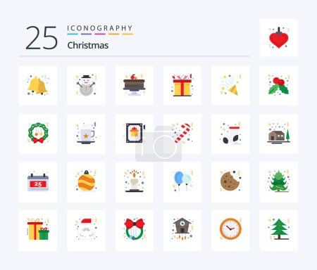 Ilustración de Christmas 25 Flat Color icon pack including star. christmas. gingerbread. gift. box - Imagen libre de derechos