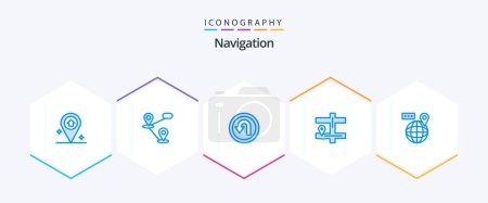 Téléchargez les illustrations : Navigation 25 Blue icon pack including . navigation. navigation. map. pin - en licence libre de droit