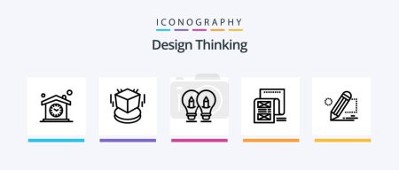 Ilustración de Design Thinking Line 5 Icon Pack Including photo. camera. clock. cv. user. Creative Icons Design - Imagen libre de derechos