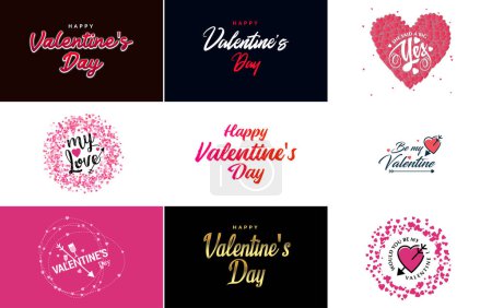 Illustration for Happy Valentine's Day typography poster with handwritten calligraphy text. isolated on white background vector illustration - Royalty Free Image