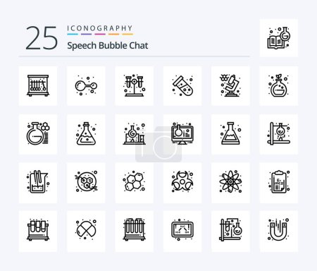 Illustration for Chat 25 Line icon pack including chemistry. microscope. test. chemistry. tube - Royalty Free Image