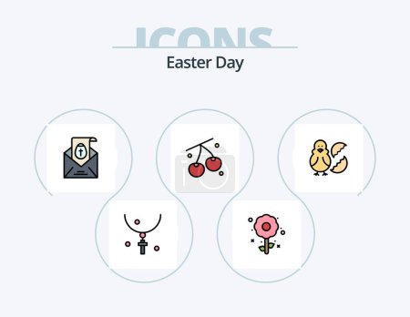 Illustration for Easter Line Filled Icon Pack 5 Icon Design. egg. holidays. celebration. holiday. easter egg - Royalty Free Image