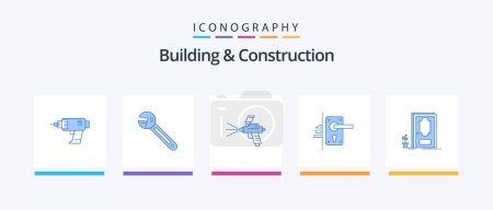Illustration for Building And Construction Blue 5 Icon Pack Including keyhole. door. spanner. lock. gun. Creative Icons Design - Royalty Free Image
