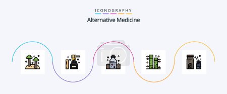 Illustration for Alternative Medicine Line Filled Flat 5 Icon Pack Including burner. plant. healthcare. garden. bamboo - Royalty Free Image