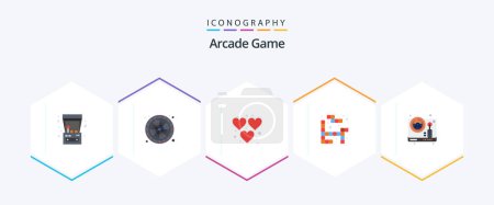 Ilustración de Arcade 25 Flat icon pack including game. steering. heart. play. tetris - Imagen libre de derechos