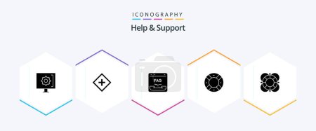 Ilustración de Help And Support 25 Glyph icon pack including support. help. service. help. contact - Imagen libre de derechos