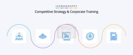 Téléchargez les illustrations : Competitive Strategy And Corporate Training Blue 5 Icon Pack Including expense. consumption. innovation. debate. business - en licence libre de droit
