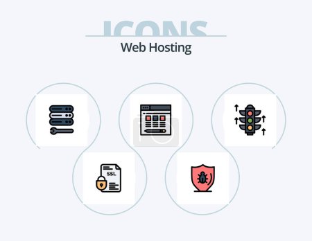 Téléchargez les illustrations : Web Hosting Line Filled Icon Pack 5 Icon Design. . system . antivirus. security . - en licence libre de droit