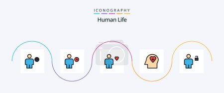 Ilustración de Human Line Filled Flat 5 Icon Pack Including love. emotion. energy. human. favorite - Imagen libre de derechos