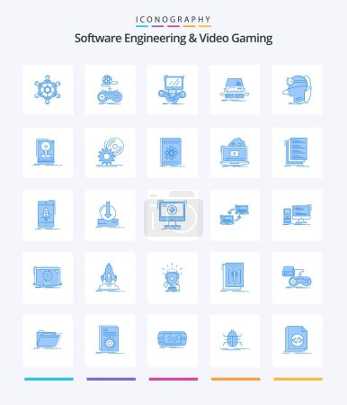 Téléchargez les illustrations : Creative Software Engineering And Video Gaming 25 Blue icon pack  Such As reality. human. multipdrive. gaming - en licence libre de droit