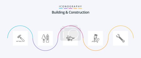 Illustration for Building And Construction Line 5 Icon Pack Including building. tools. masonry. gardening. farm - Royalty Free Image