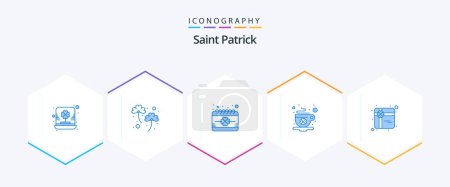 Ilustración de Saint Patrick 25 Blue icon pack including day. cup. patrick. coffee. festival - Imagen libre de derechos