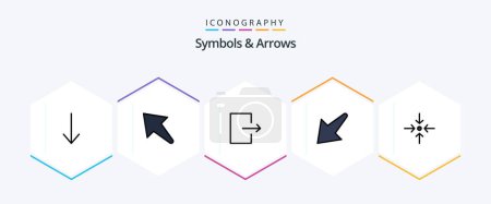 Illustration for Symbols and Arrows 25 FilledLine icon pack including . arrow. . collapse - Royalty Free Image