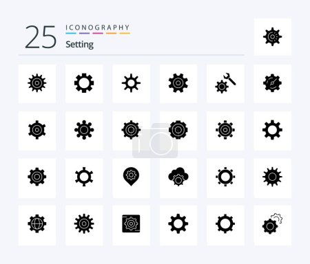 Illustration for Setting 25 Solid Glyph icon pack including general. cogs. wrench. setting. timer - Royalty Free Image