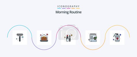 Illustration for Morning Routine Line Filled Flat 5 Icon Pack Including spa. drop. liner. ok. list - Royalty Free Image