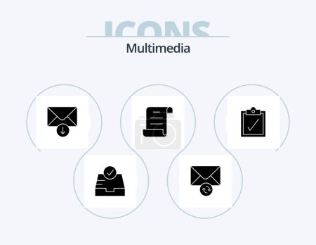 Ilustración de Multimedia Glyph Icon Pack 5 Icon Design. . send. . complete - Imagen libre de derechos