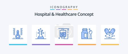 Illustration for Hospital and Healthcare Concept Blue 5 Icon Pack Including . laboratory. medical. Creative Icons Design - Royalty Free Image