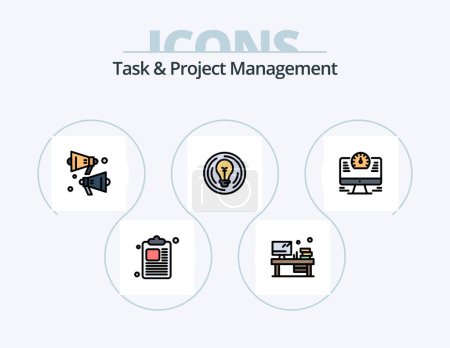 Illustration for Task And Project Management Line Filled Icon Pack 5 Icon Design. dollar . file . startup. book - Royalty Free Image