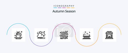 Ilustración de Autumn Line 5 Icon Pack Including chimney. fall. autumn. fence. area - Imagen libre de derechos