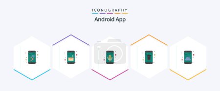 Téléchargez les illustrations : Android App 25 Flat icon pack including phone. mobile. mobile app. delete. app - en licence libre de droit