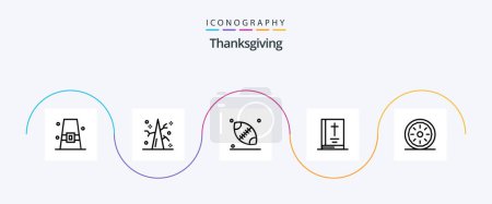 Téléchargez les illustrations : Thanks Giving Line 5 Icon Pack Including dinner. thanksgiving. winter. note. bible - en licence libre de droit