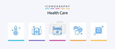 Illustration for Health Care Blue 5 Icon Pack Including scale. appointment. pill. capsule. Creative Icons Design - Royalty Free Image