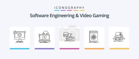 Ilustración de Software Engineering And Video Gaming Line 5 Icon Pack Including sport. awards. pad. script. file. Creative Icons Design - Imagen libre de derechos