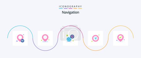 Illustration for Navigation Flat 5 Icon Pack Including map. navigation. worldwide. gps. pin - Royalty Free Image
