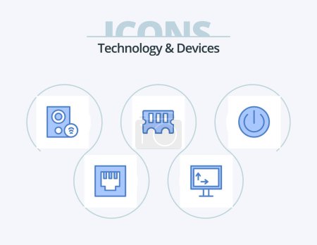 Ilustración de Devices Blue Icon Pack 5 Icon Design. power. electronics. hardware. devices. ram - Imagen libre de derechos