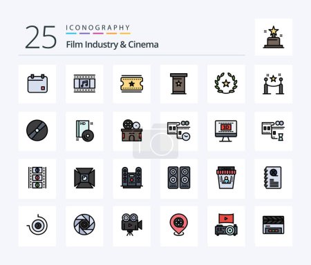 Illustration for Cenima 25 Line Filled icon pack including stare. cinema. cinema tickets. presentation. podia - Royalty Free Image
