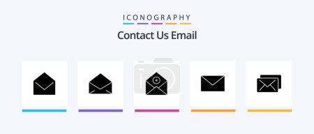 Téléchargez les illustrations : Email Glyph 5 Icon Pack Including mail. message. add. mail. mail. Creative Icons Design - en licence libre de droit