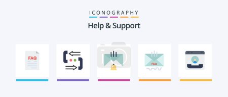 Illustration for Help And Support Flat 5 Icon Pack Including email. communication. help. help. contact. Creative Icons Design - Royalty Free Image