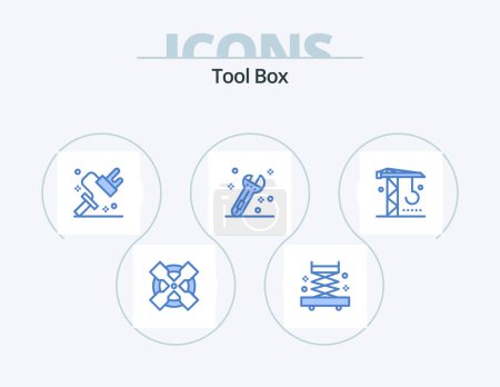 Photo for Tools Blue Icon Pack 5 Icon Design. . machinery. roller. industry. wrench - Royalty Free Image