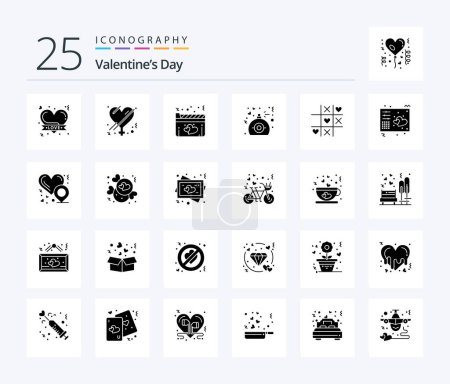 Ilustración de Valentines Day 25 Solid Glyph icon pack including heart. present. film. perfume. gift - Imagen libre de derechos