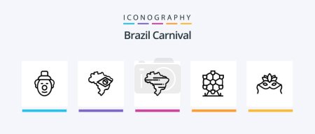 Ilustración de Brazil Carnival Line 5 Icon Pack Including celebration. fireworks. costume. celebration. brazilian. Creative Icons Design - Imagen libre de derechos