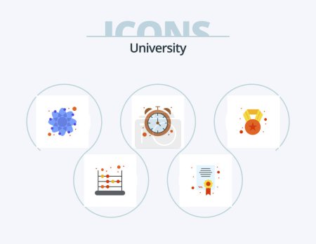 Illustration for University Flat Icon Pack 5 Icon Design. medal. deadline. education. time. stop - Royalty Free Image