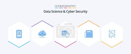 Illustration for Data Science And Cyber Security 25 Blue icon pack including data. document. scince. paper. secure - Royalty Free Image