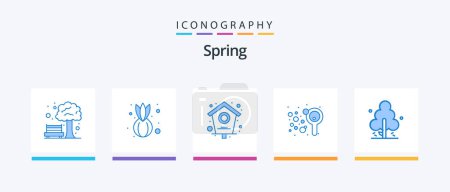 Illustration for Spring Blue 5 Icon Pack Including tree. pine. home. nature. kids. Creative Icons Design - Royalty Free Image
