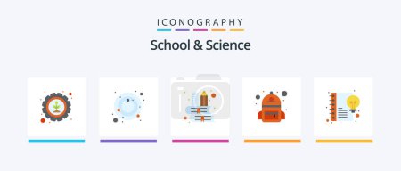 Illustration for School And Science Flat 5 Icon Pack Including creative. book. student. bag. Creative Icons Design - Royalty Free Image