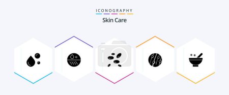 Ilustración de Skin 25 Glyph icon pack including seborrhea dermatitis. scalp dandruff. skin. hair dandruff. white cells - Imagen libre de derechos