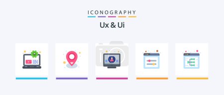 Illustration for Ux And Ui Flat 5 Icon Pack Including flowchart. user interface design. account. ui sliders. tick. Creative Icons Design - Royalty Free Image