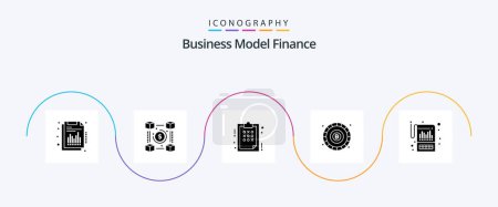 Téléchargez les illustrations : Finance Glyph 5 Icon Pack Including account. coin. payments. blockchain. strategy - en licence libre de droit