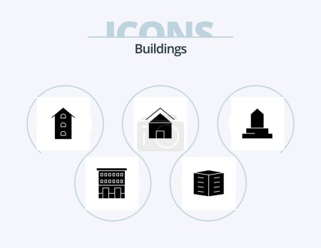 Illustration for Buildings Glyph Icon Pack 5 Icon Design. home. building. housing society. store. shop front - Royalty Free Image