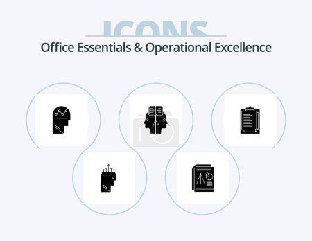 Illustration for Office Essentials And Operational Exellence Glyph Icon Pack 5 Icon Design. man. reading. business. mind. man - Royalty Free Image