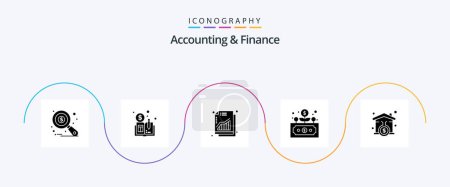 Ilustración de Accounting And Finance Glyph 5 Icon Pack Including signature. house. profit. grow. development - Imagen libre de derechos